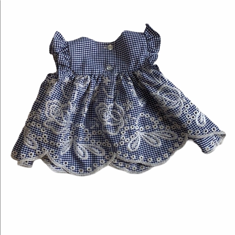 SOLD Vintage Bonnie Jean Baby Gingham Embroidered Dress - Picture 3 of 5